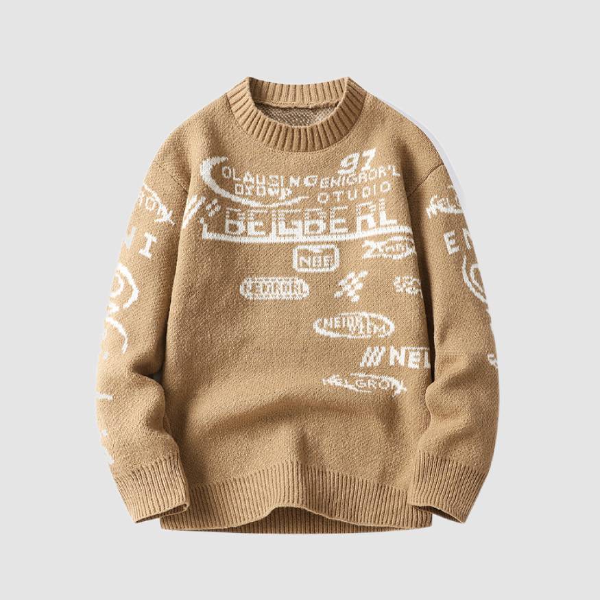 Style Core Aesthetics, New Style Trends Cool Graffiti Knit Sweater Style Core Aesthetics, New Style Trends Cool Graffiti Knit Sweater