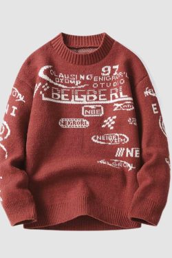 Style Core Aesthetics, New Style Trends Cool Graffiti Knit Sweater