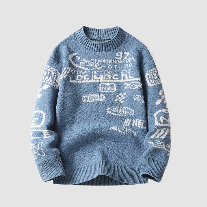 Style Core Aesthetics, New Style Trends Cool Graffiti Knit Sweater Style Core Aesthetics, New Style Trends Cool Graffiti Knit Sweater