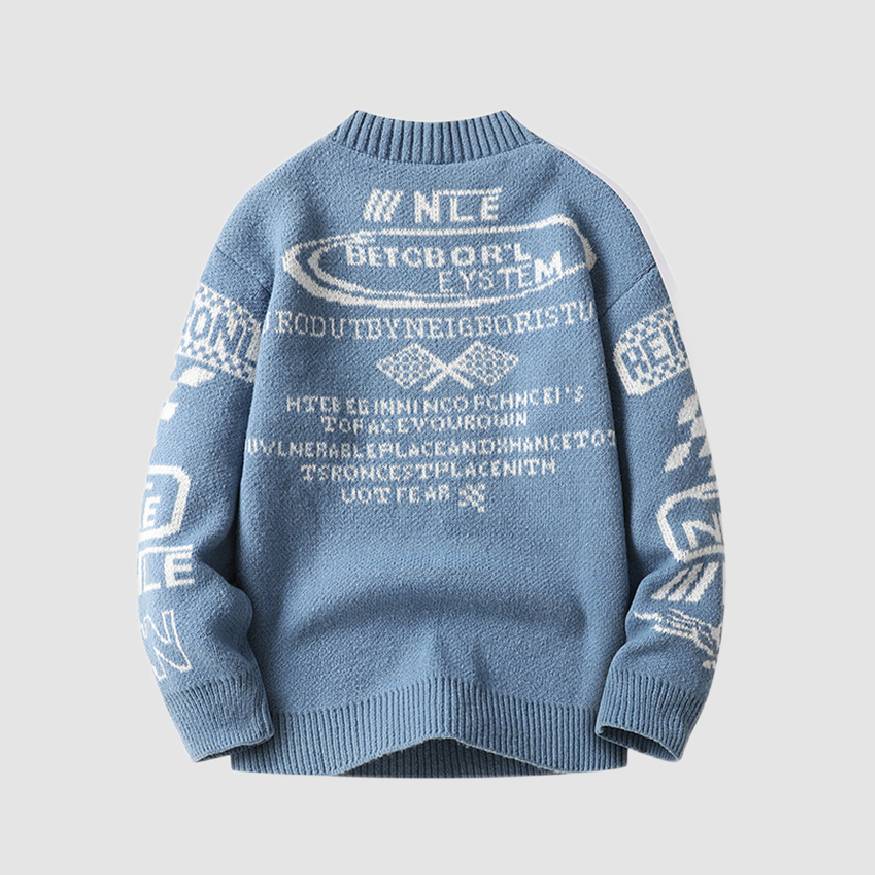 Style Core Aesthetics, New Style Trends Cool Graffiti Knit Sweater Style Core Aesthetics, New Style Trends Cool Graffiti Knit Sweater