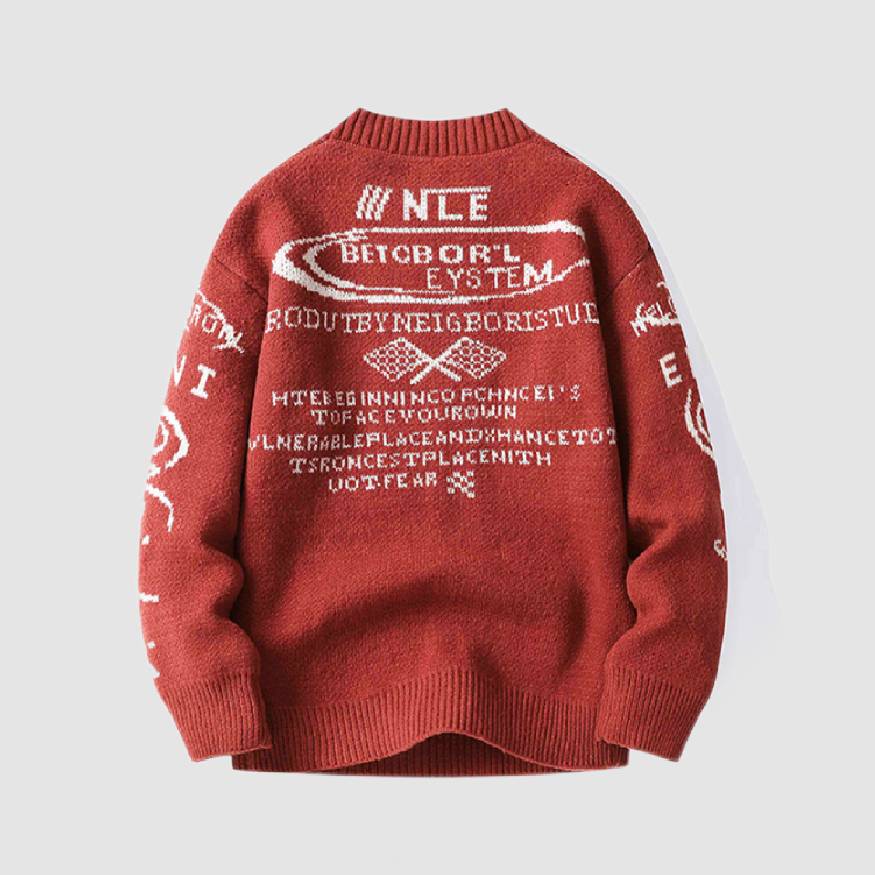 Style Core Aesthetics, New Style Trends Cool Graffiti Knit Sweater Style Core Aesthetics, New Style Trends Cool Graffiti Knit Sweater