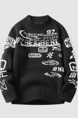 Style Core Aesthetics, New Style Trends Cool Graffiti Knit Sweater