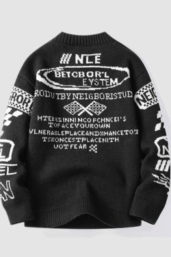Style Core Aesthetics, New Style Trends Cool Graffiti Knit Sweater