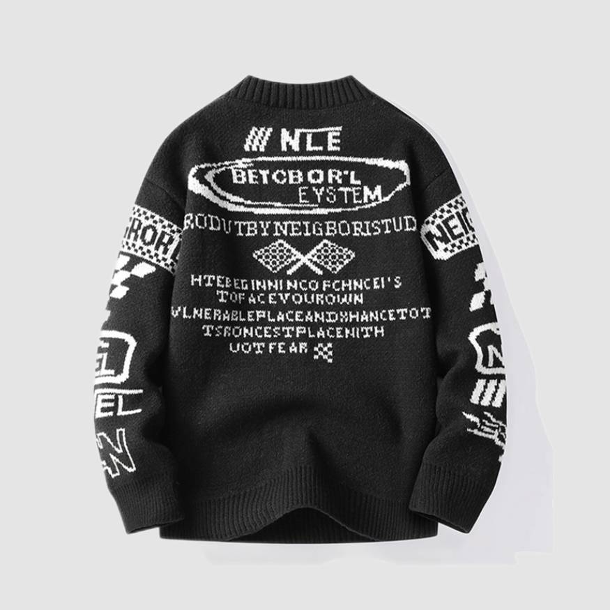 Style Core Aesthetics, New Style Trends Cool Graffiti Knit Sweater Style Core Aesthetics, New Style Trends Cool Graffiti Knit Sweater