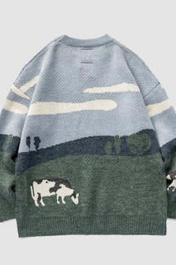 Style Core Aesthetics, New Style Trends Cow Knitted Sweater