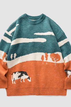 Style Core Aesthetics, New Style Trends Cow Knitted Sweater