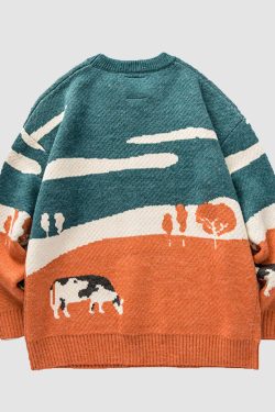 Style Core Aesthetics, New Style Trends Cow Knitted Sweater