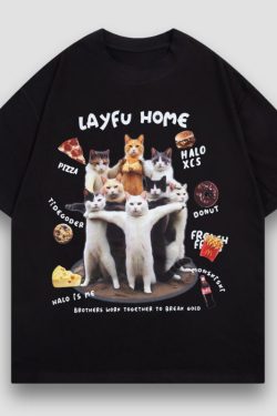 Style Core Aesthetics, New Style Trends Creative Spoof Cat Print T-shirt