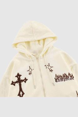 Style Core Aesthetics, New Style Trends Cross Embroidery Hoodie