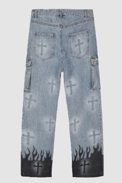 Style Core Aesthetics, New Style Trends Cross Print Jeans