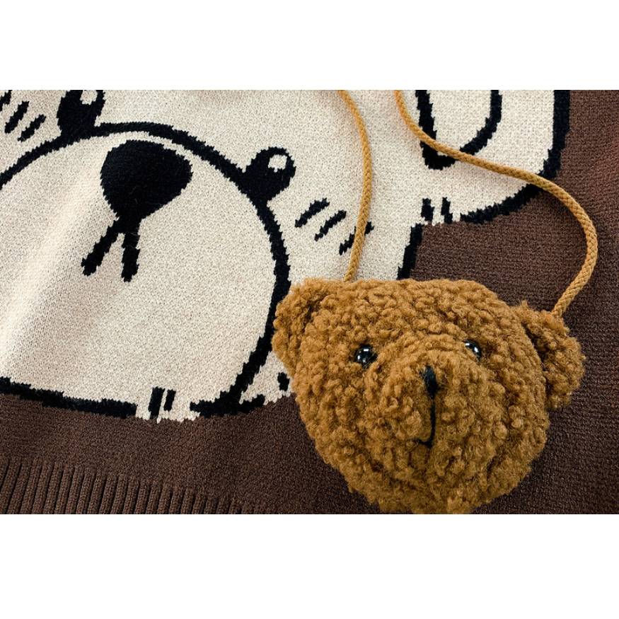 Style Core Aesthetics, New Style Trends Cute Bear Print Knit Sweater + Bear Mini Bag Style Core Aesthetics, New Style Trends Cute Bear Print Knit Sweater + Bear Mini Bag