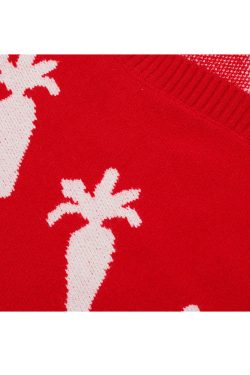 Style Core Aesthetics, New Style Trends Cute Carrot Pattern Cardigan Sweater