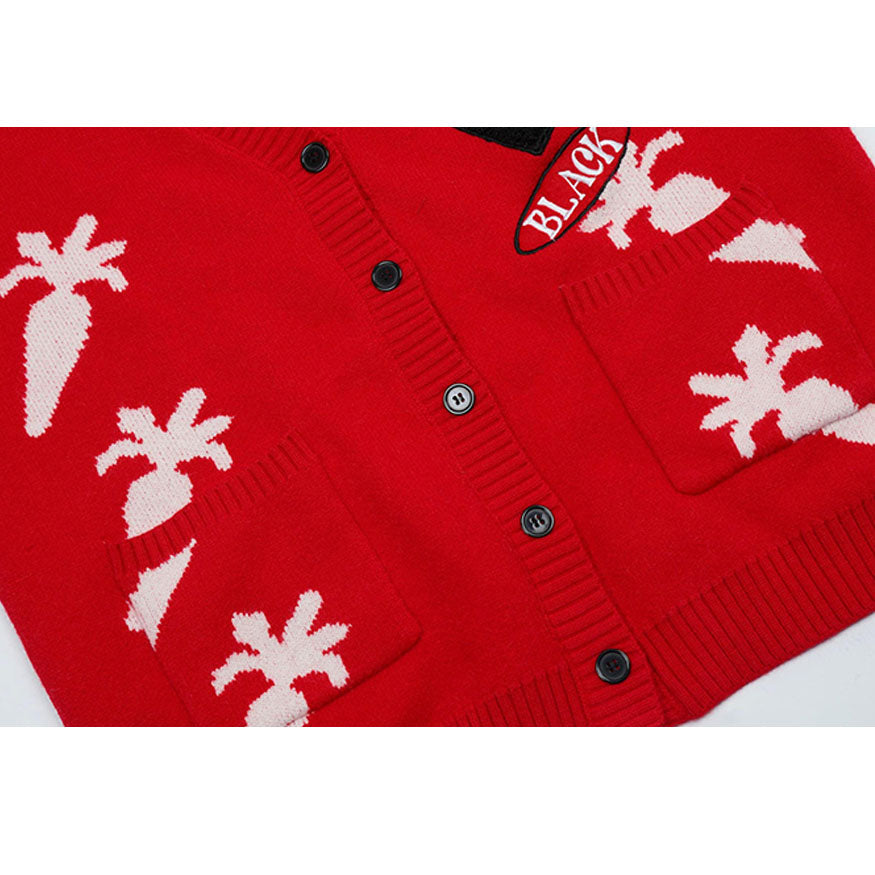 Style Core Aesthetics, New Style Trends Cute Carrot Pattern Cardigan Sweater Style Core Aesthetics, New Style Trends Cute Carrot Pattern Cardigan Sweater