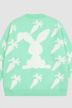 Style Core Aesthetics, New Style Trends Cute Carrot Pattern Cardigan Sweater