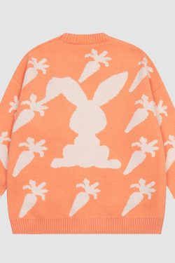 Style Core Aesthetics, New Style Trends Cute Carrot Pattern Cardigan Sweater