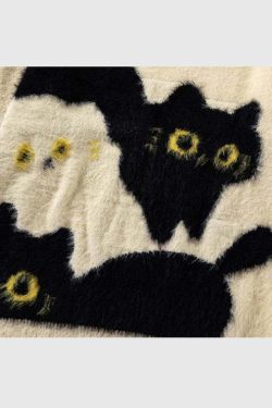 Style Core Aesthetics, New Style Trends Cute Cat Pattern Sweater