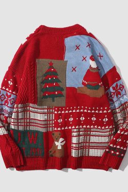 Style Core Aesthetics, New Style Trends Cute Christmas Bear Pattern Knit Sweater