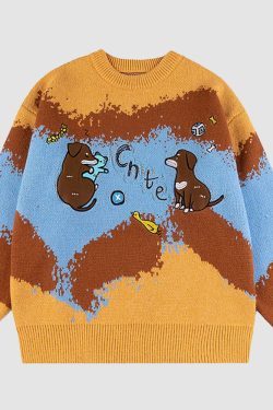 Style Core Aesthetics, New Style Trends Cute Dog Illustration Sweater