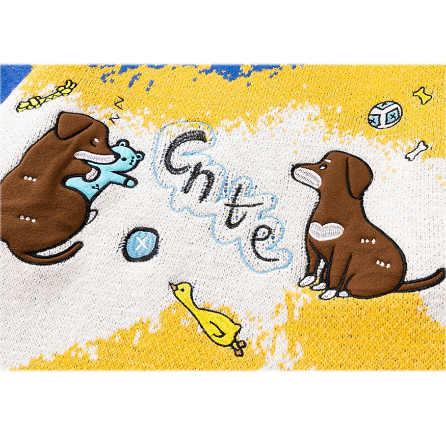 Style Core Aesthetics, New Style Trends Cute Dog Illustration Sweater Style Core Aesthetics, New Style Trends Cute Dog Illustration Sweater