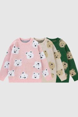 Style Core Aesthetics, New Style Trends Cute Dog Pattern Sweater