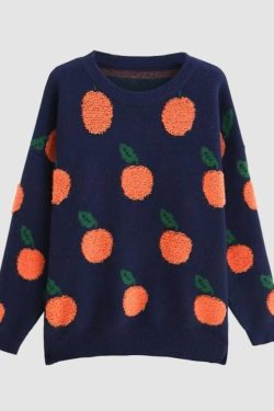 Style Core Aesthetics, New Style Trends Cute Orange Pattern Sweater