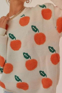 Style Core Aesthetics, New Style Trends Cute Orange Pattern Sweater
