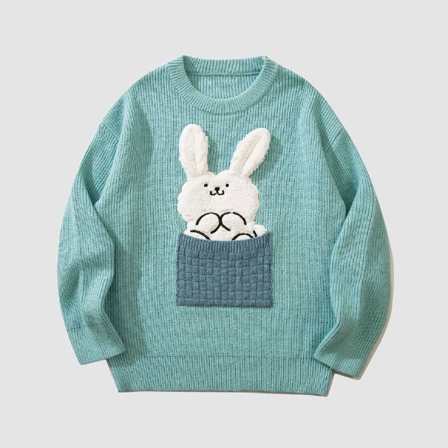Style Core Aesthetics, New Style Trends Cute Pocket Rabbit Knit Sweater Style Core Aesthetics, New Style Trends Cute Pocket Rabbit Knit Sweater
