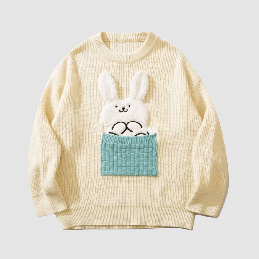 Style Core Aesthetics, New Style Trends Cute Pocket Rabbit Knit Sweater Style Core Aesthetics, New Style Trends Cute Pocket Rabbit Knit Sweater