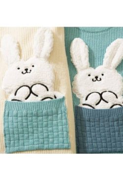 Style Core Aesthetics, New Style Trends Cute Pocket Rabbit Knit Sweater