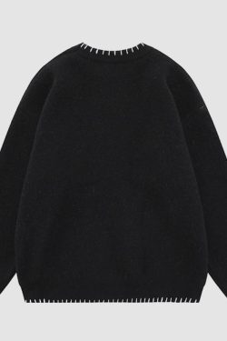 Style Core Aesthetics, New Style Trends Cute Rabbit Pattern Trim Sweater