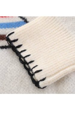 Style Core Aesthetics, New Style Trends Cute Rabbit Pattern Trim Sweater