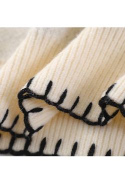 Style Core Aesthetics, New Style Trends Cute Rabbit Pattern Trim Sweater