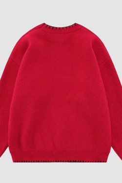 Style Core Aesthetics, New Style Trends Cute Rabbit Pattern Trim Sweater