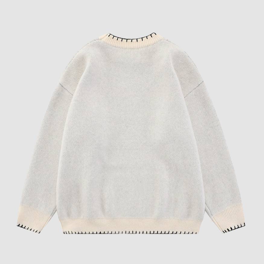 Style Core Aesthetics, New Style Trends Cute Rabbit Pattern Trim Sweater Style Core Aesthetics, New Style Trends Cute Rabbit Pattern Trim Sweater