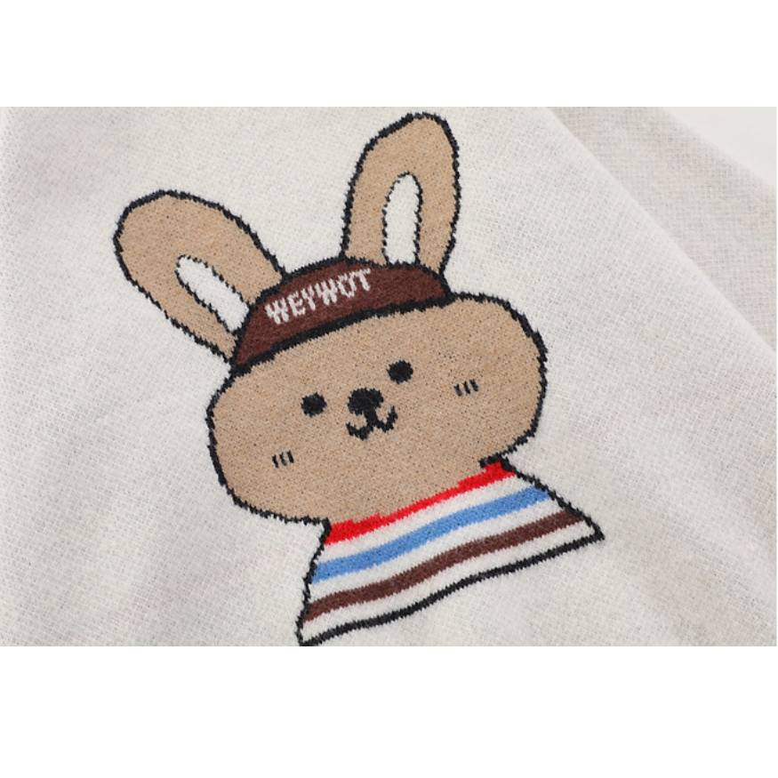 Style Core Aesthetics, New Style Trends Cute Rabbit Pattern Trim Sweater Style Core Aesthetics, New Style Trends Cute Rabbit Pattern Trim Sweater