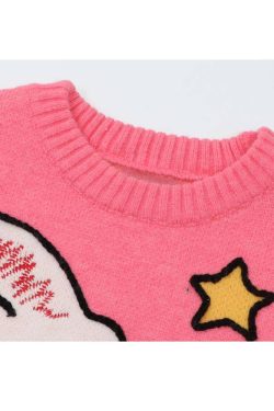 Style Core Aesthetics, New Style Trends Cute Rabbit & Star Pattern Sweater