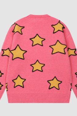Style Core Aesthetics, New Style Trends Cute Rabbit & Star Pattern Sweater
