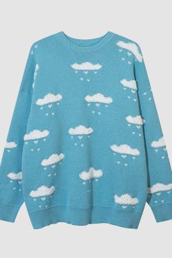 Style Core Aesthetics, New Style Trends Cute Raining Pattern Sweater