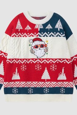 Style Core Aesthetics, New Style Trends Cute Santa Embroidered Pullover