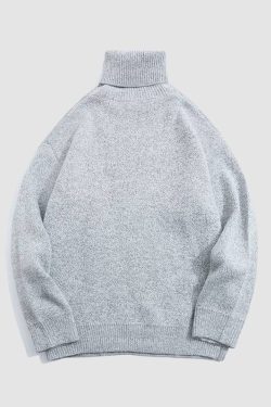 Style Core Aesthetics, New Style Trends Cute Shark Pattern Turtleneck Knit Sweater