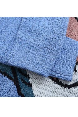 Style Core Aesthetics, New Style Trends Cute Shark Pattern Turtleneck Sweater