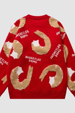 Style Core Aesthetics, New Style Trends Cute Shrimp Pattern Sweater