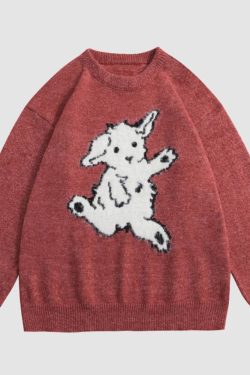 Style Core Aesthetics, New Style Trends Dancing Goat Pattern Sweater