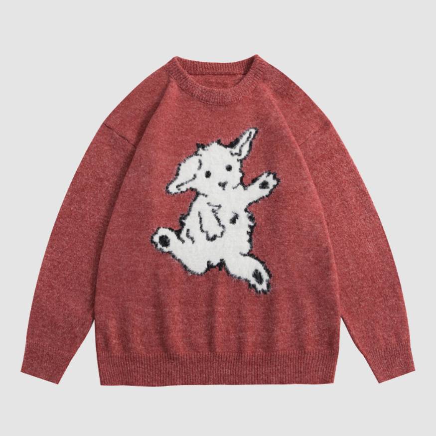 Style Core Aesthetics, New Style Trends Dancing Goat Pattern Sweater Style Core Aesthetics, New Style Trends Dancing Goat Pattern Sweater