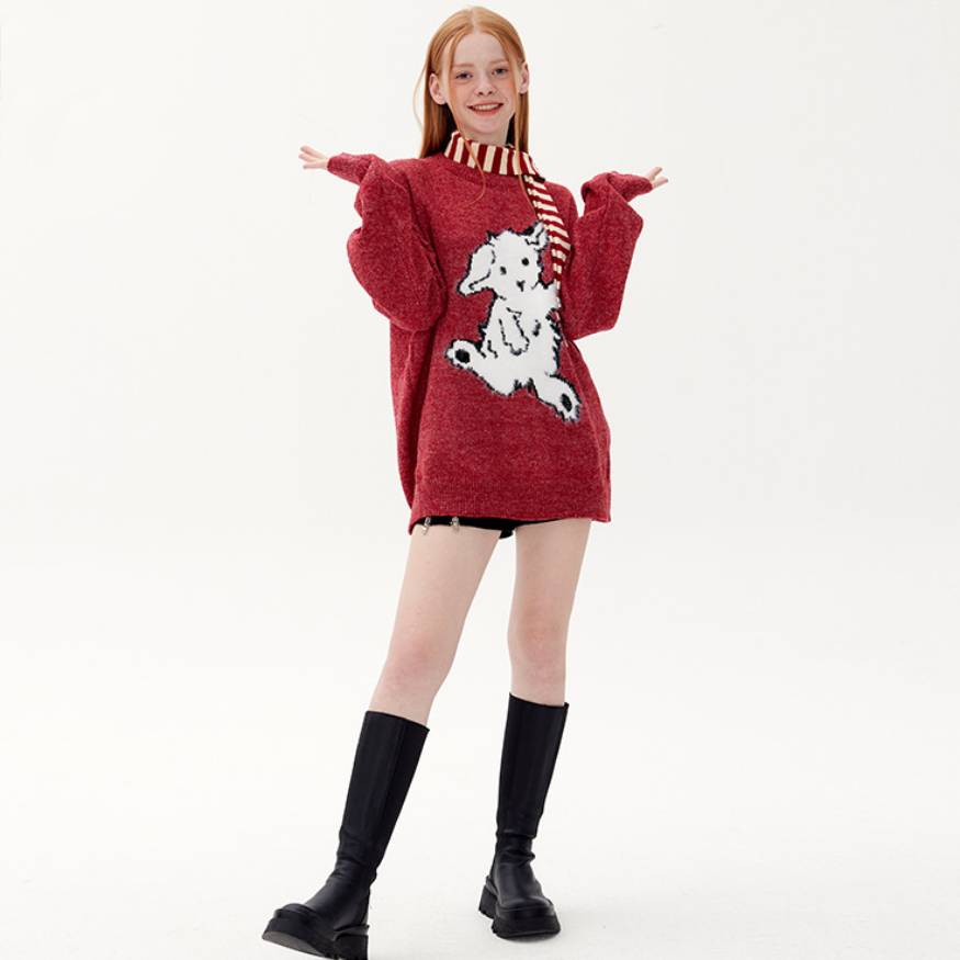 Style Core Aesthetics, New Style Trends Dancing Goat Pattern Sweater Style Core Aesthetics, New Style Trends Dancing Goat Pattern Sweater
