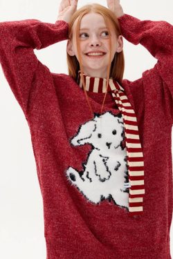 Style Core Aesthetics, New Style Trends Dancing Goat Pattern Sweater