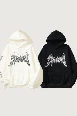 Style Core Aesthetics, New Style Trends Dark Style Skull Line Hoodies
