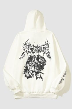 Style Core Aesthetics, New Style Trends Dark Style Skull Line Hoodies