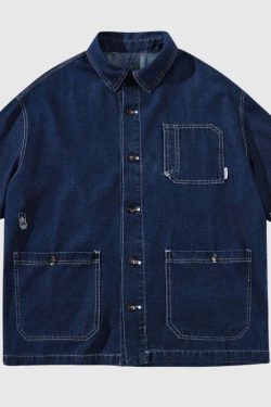Style Core Aesthetics, New Style Trends Denim Multi-pocket Shirts