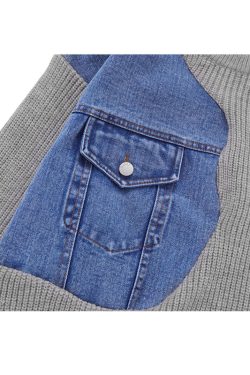 Style Core Aesthetics, New Style Trends Denim Patchwork Design Pullover